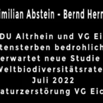 CDU Altrhein und VG Eich - Artensterben bedrohlicher als erwartet neue Studie des Weltbiodiversitätsrates Juli 2022. Naturzerstörung VG Eich.