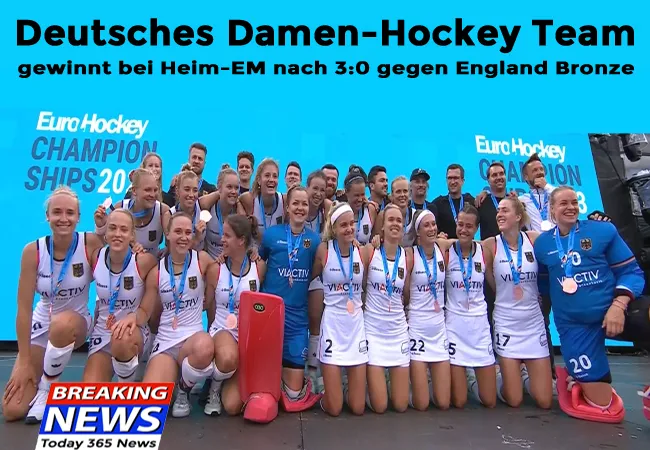 Deutsches Damen-Hockey Team gewinnt bei Heim-EM nach 3:0 gegen England Bronze. Im Halbfinale war das Team knapp an Belgien gescheitert.