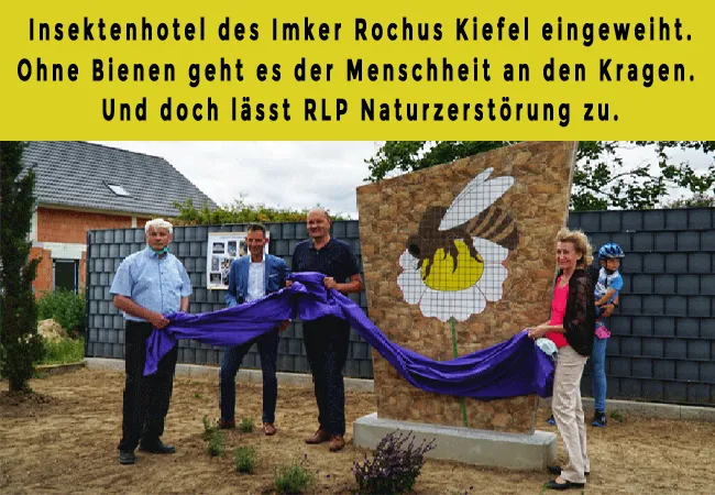 Insektenhotel des Imker Rochus Kiefel eingeweiht. Ohne Bienen geht es der Menschheit an den Kragen